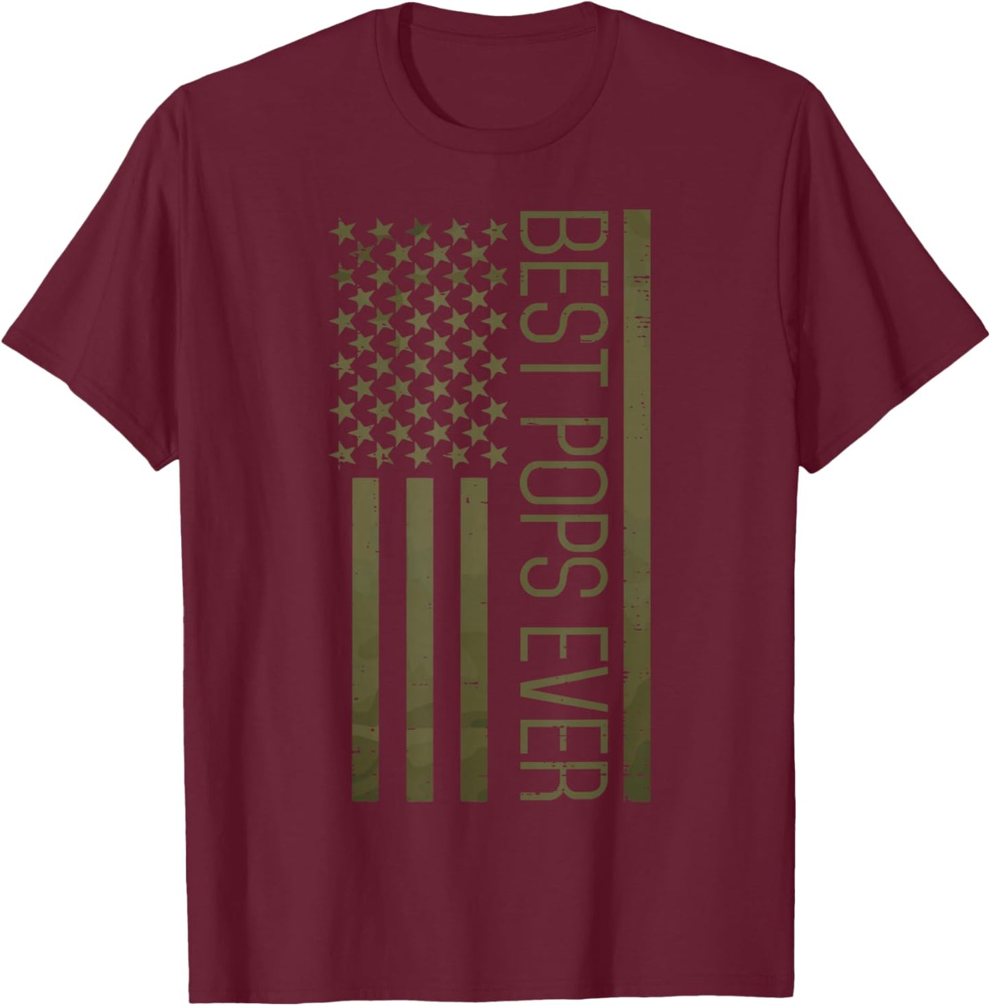 Fathers Day Best Pops Ever America Flag Grandpa Granddad Men T-Shirt - T-Shirt | Maroon