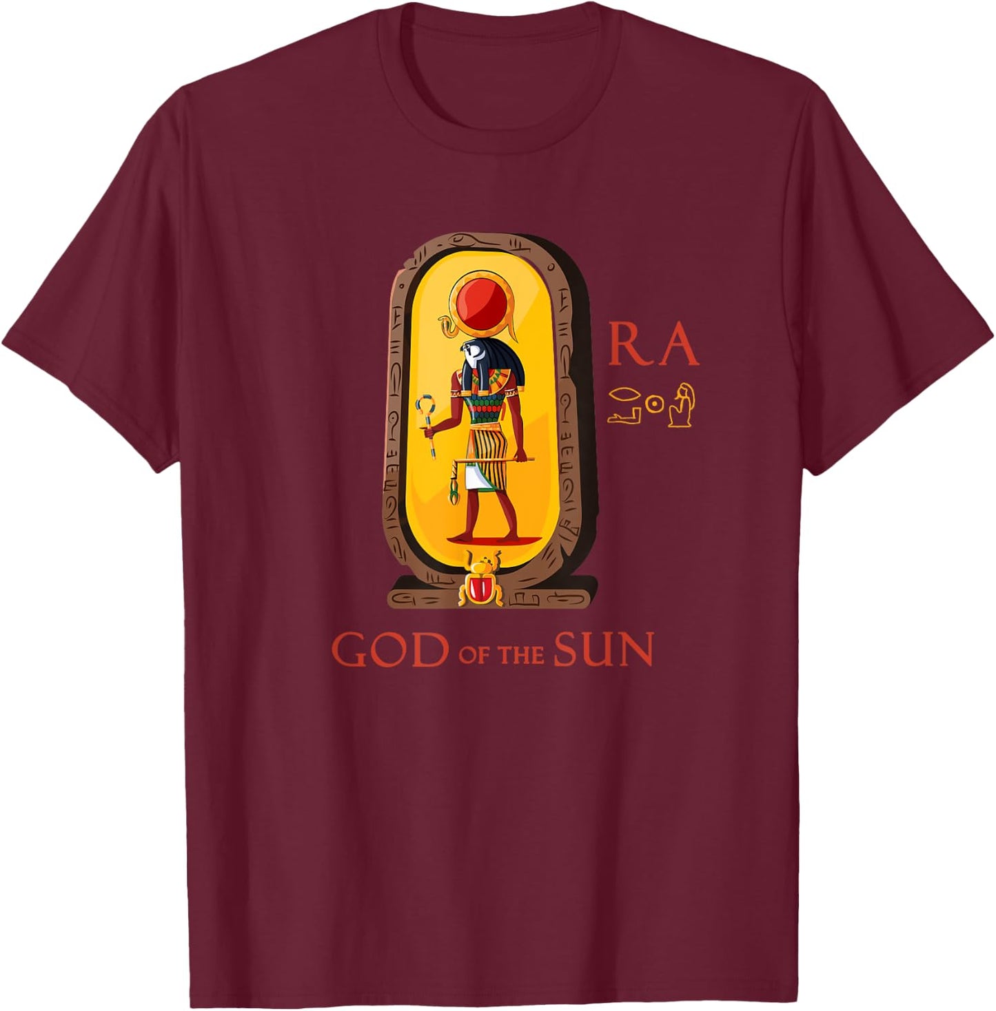 RA Ancient Egyptian God of the Sun T-Shirt - T-Shirt | Maroon