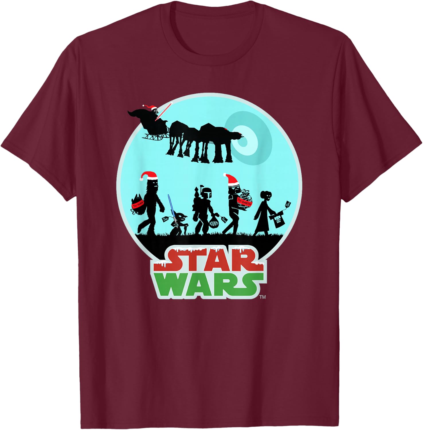 Star Wars Characters Holiday Gifts Death Star T-Shirt - T-Shirt | Maroon