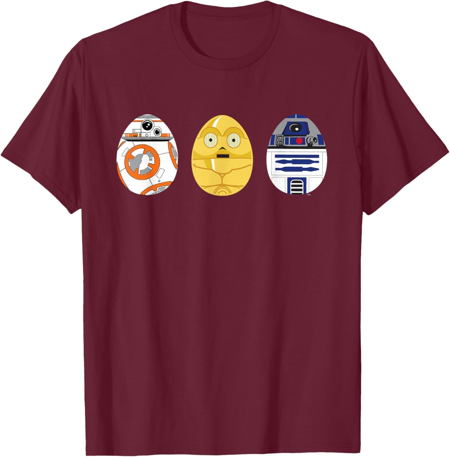 Star Wars R2-D2 C-3PO BB-8 Cute Easter Egg Droids T-Shirt - T-Shirt | Maroon