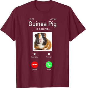 Guinea Pig Phone Display Guinea Pig Is Calling T-Shirt - T-Shirt | Maroon