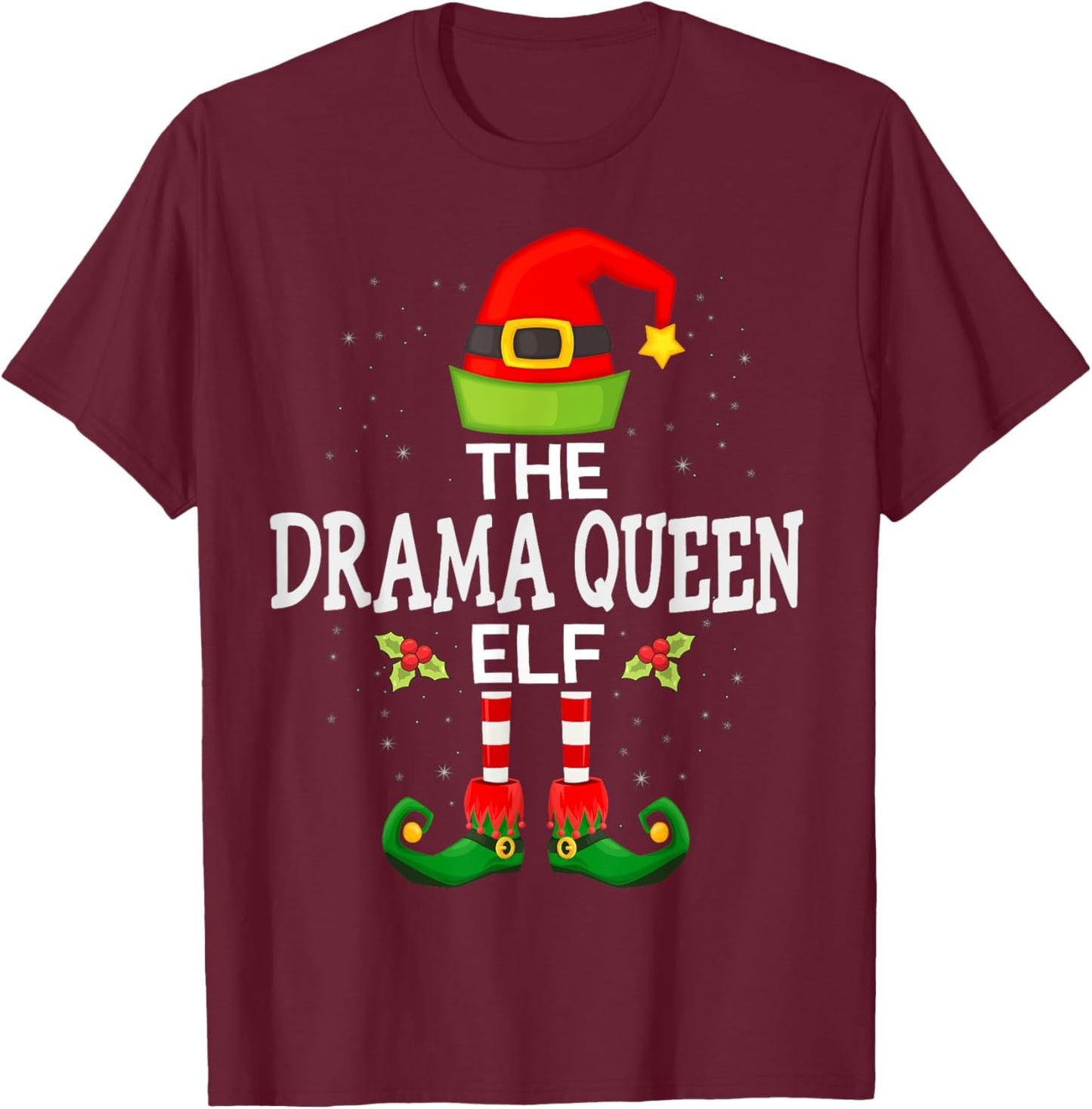 The Drama Queen Elf Christmas Family Matching Pajama T-Shirt - T-Shirt | Maroon