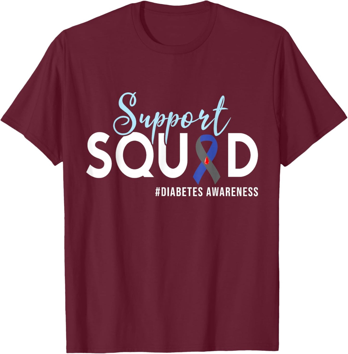 Support Squad Diabetes Awareness Type 1 Women Kids T-Shirt - T-Shirt | Maroon