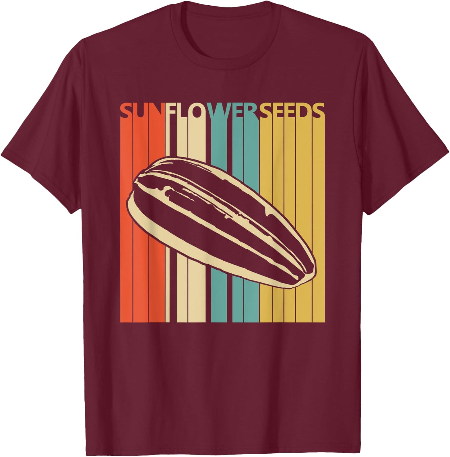 Vintage Retro Sunflower Seeds T-Shirt - T-Shirt | Maroon