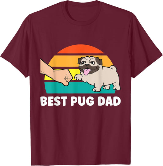 Pug Dog Owner Dad Best Pug Dad Women Kids T-Shirt - T-Shirt | Maroon
