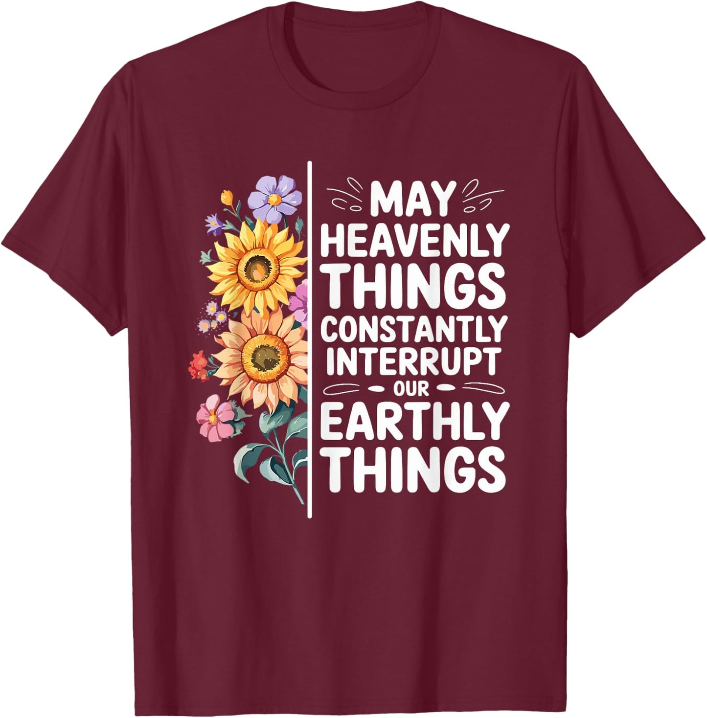 CharlIan Minds - Heavenly Things Interrupt Earthly -Adults Black Short Sleeve T-Shirt - T-Shirt | Maroon