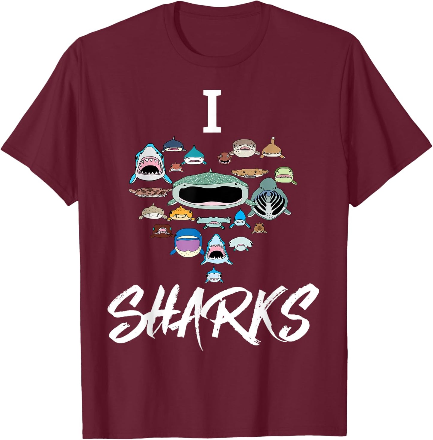 Types Of Sharks Shirt Educational Shark Fun for Kids Boys T-Shirt - T-Shirt | Maroon