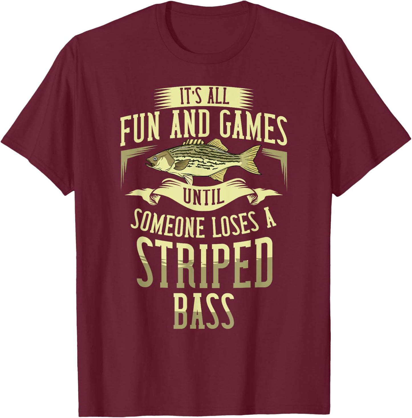 Striped Bass Fishing Gift Rockfish Lures T-Shirt - T-Shirt | Maroon