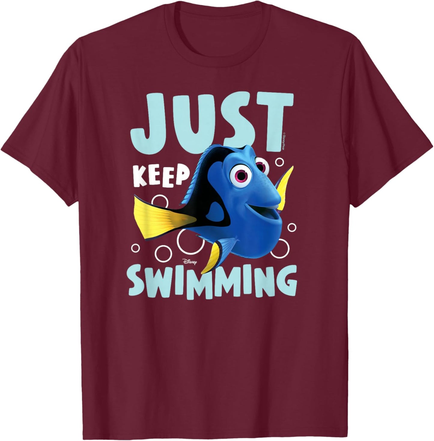 Finding Nemo - Dory Just Keep Swimming T-Shirt - T-Shirt | Maroon