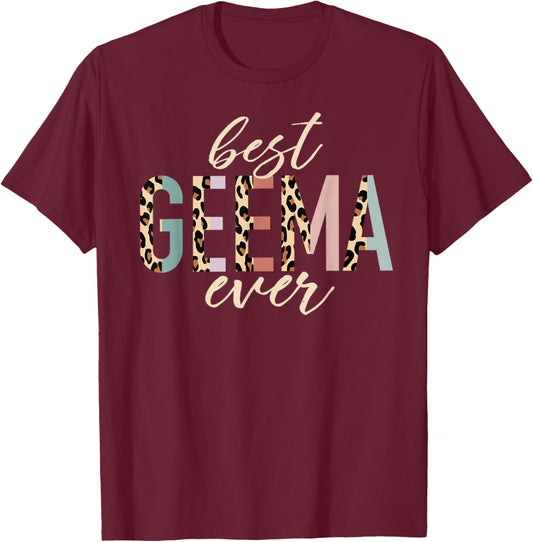 Best Geema Ever Gifts Leopard Print Mother's Day T-Shirt - T-Shirt | Maroon