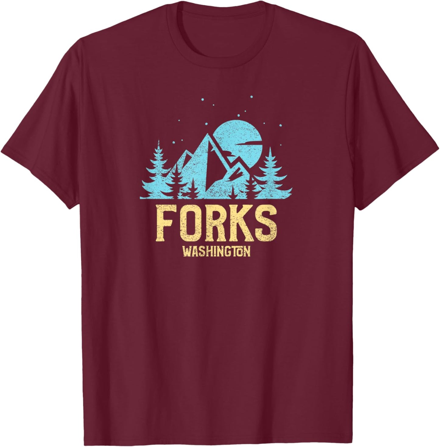 Forks Washington, Outdoors, WA NW retro style, great Gift T-Shirt - T-Shirt | Maroon