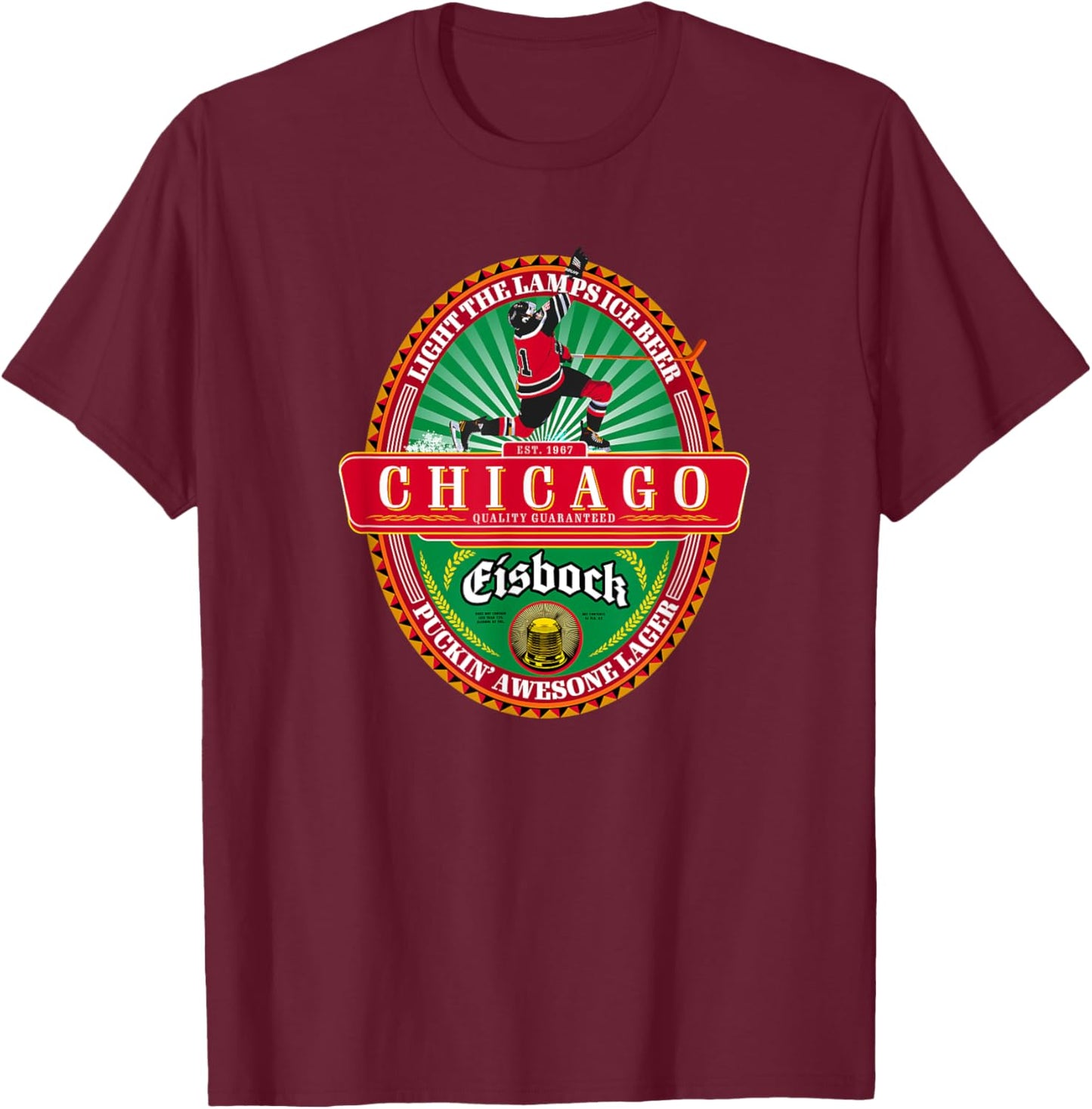 Chicago Pride Windy City Classic Beer Label T-Shirt - T-Shirt | Maroon
