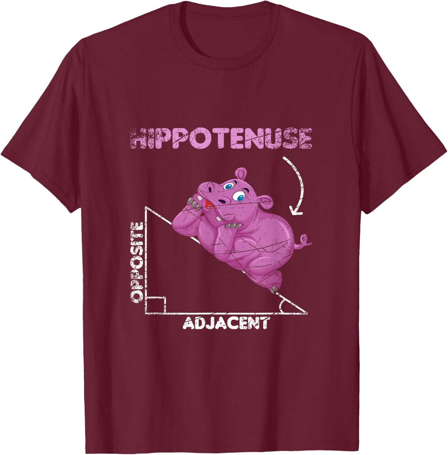Math Hippotenuse Hippo T-Shirt - T-Shirt | Maroon