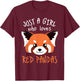 Red Panda Plushie Red Panda Tail Cute Red Panda Stuffed Toy T-Shirt - T-Shirt | Maroon