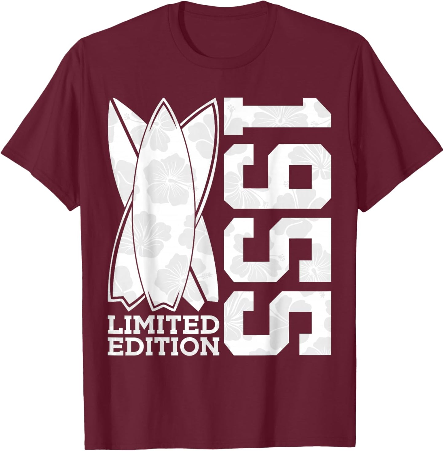Surfboard Limited Edition 1955 Surfer 70th Birthday Surfing T-Shirt - T-Shirt | Maroon