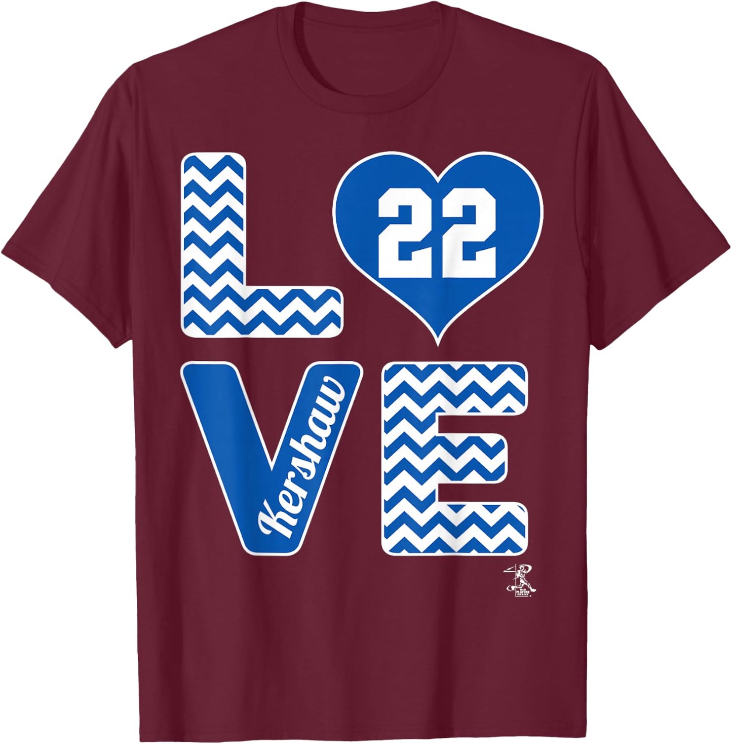 Clayton Kershaw Stacked Love - Apparel T-Shirt - T-Shirt | Maroon