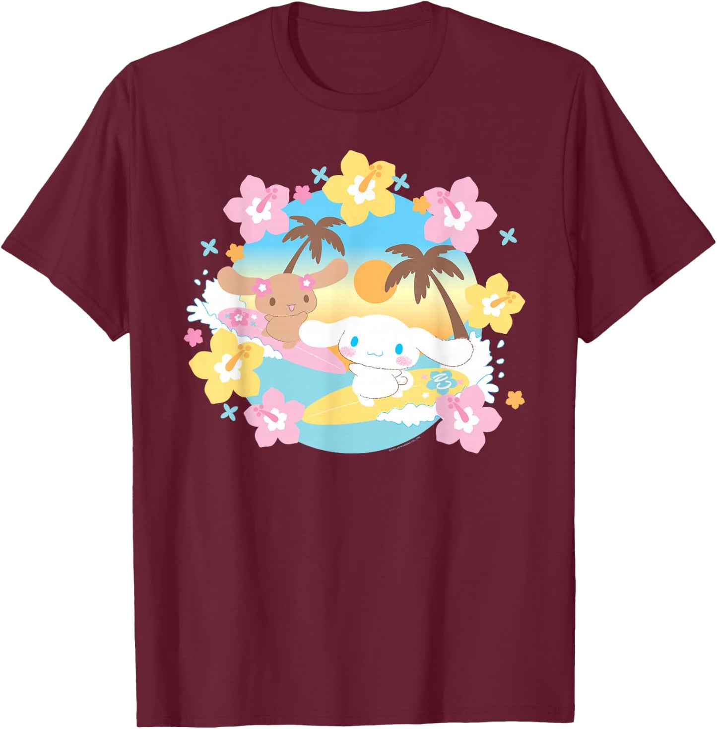 Cinnanoroll Surfing T-Shirt - T-Shirt | Maroon