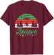 Bigfoot Believe UFO Aliens Santa Claus Reindeer Christmas T-Shirt - T-Shirt | Maroon