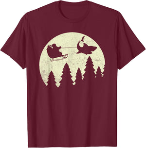 Santa Claus Shark Sleigh Christmas Funny T-Shirt - T-Shirt | Maroon