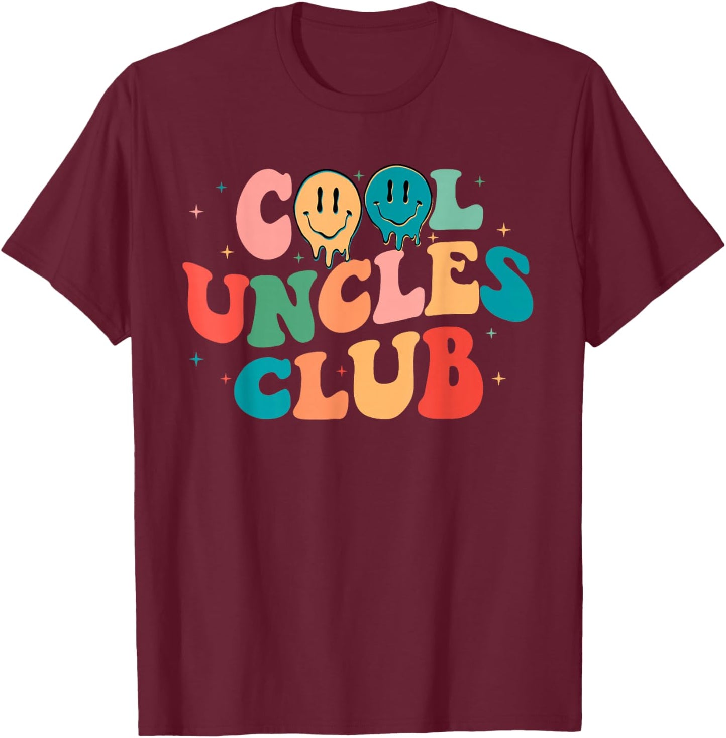 Retro Groovy Cool Uncles Club Smile Face Funny New Uncle Men T-Shirt - T-Shirt | Maroon