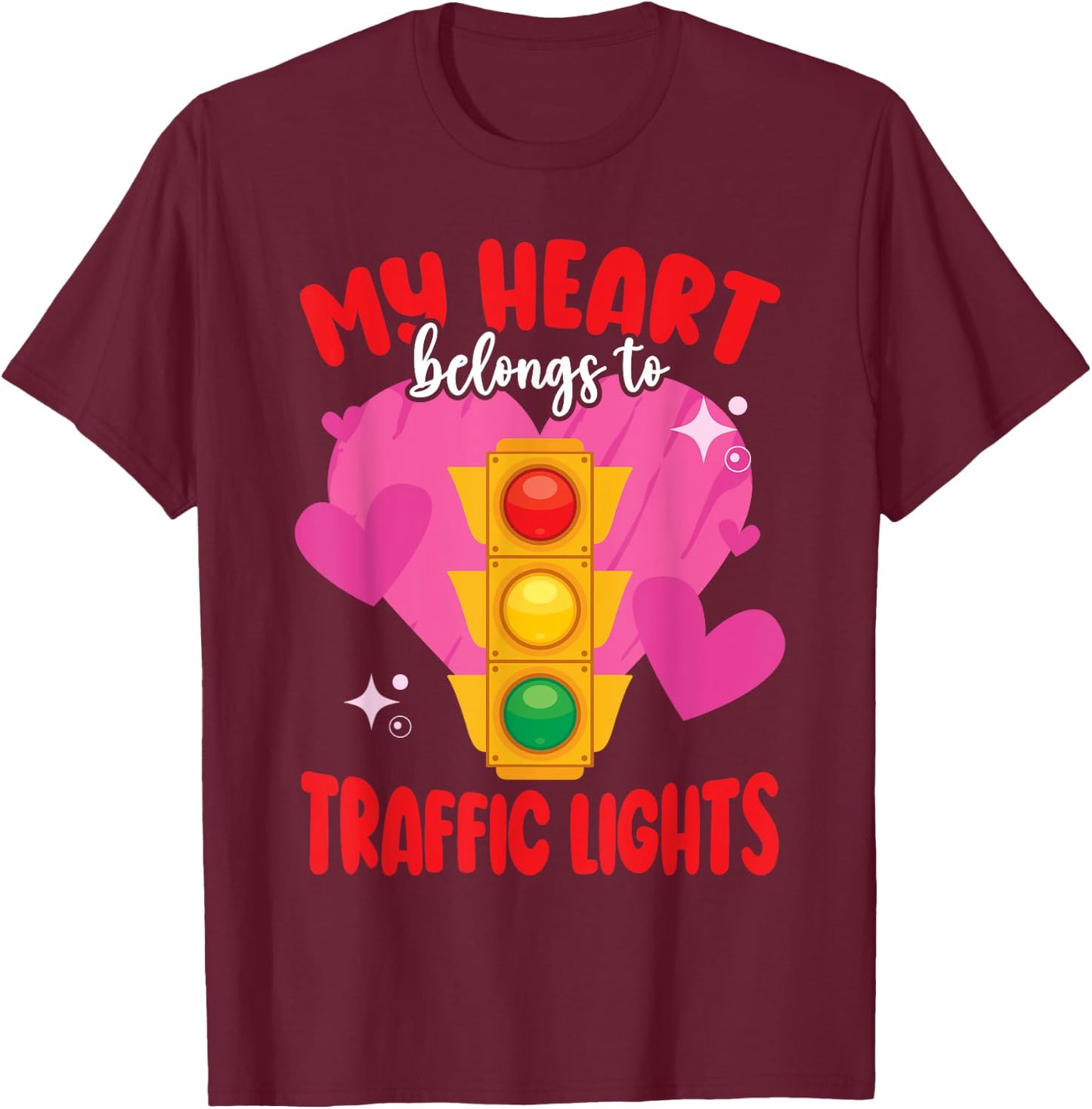 Halloween Traffic Light My Heart Belongs To Traffic Lights T-Shirt - T-Shirt | Maroon