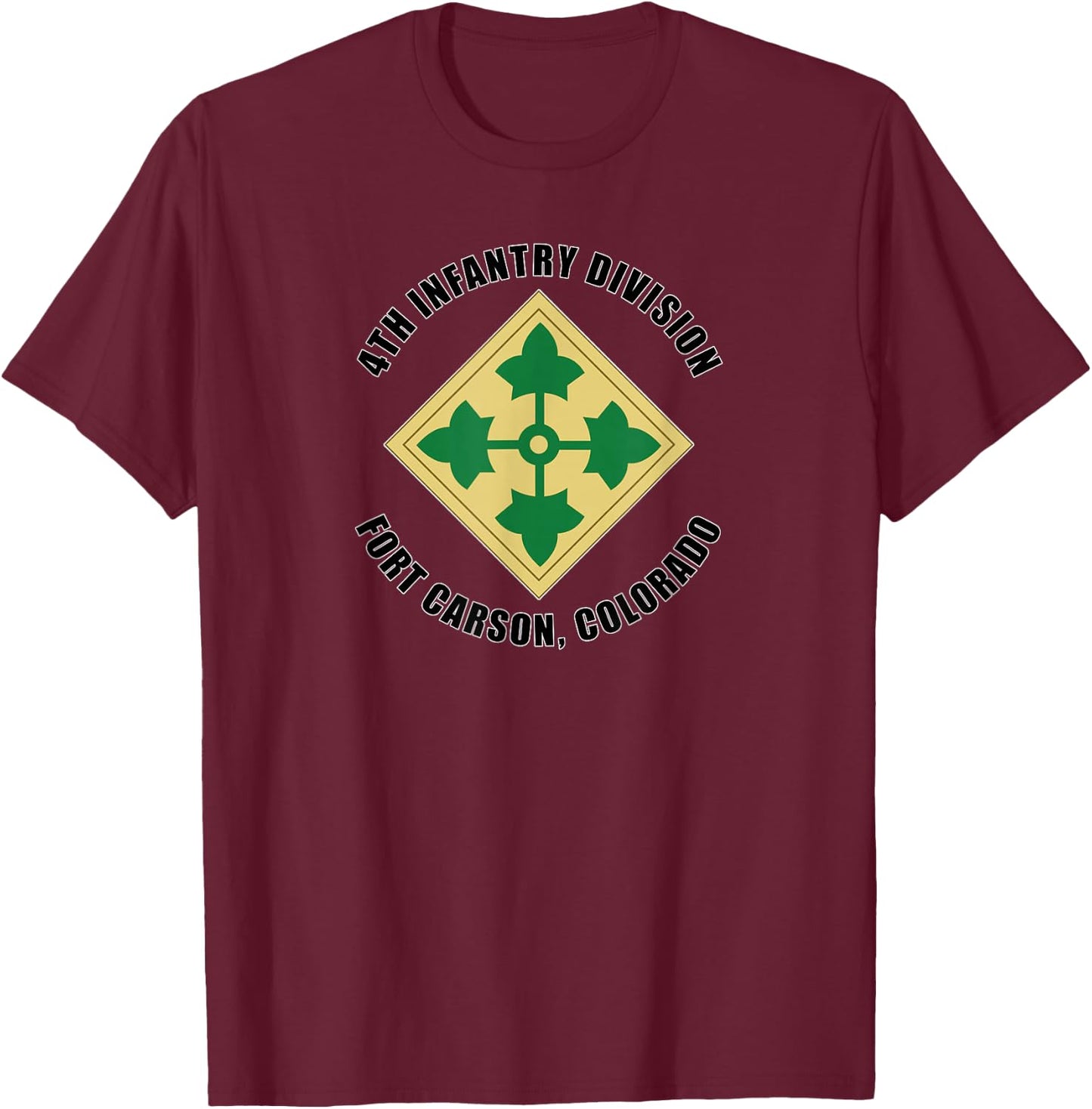 4th Infantry Division Fort Carson Colorado Emblem Veteran T-Shirt - T-Shirt | Maroon