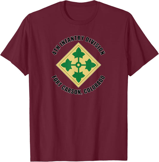 4th Infantry Division Fort Carson Colorado Emblem Veteran T-Shirt - T-Shirt | Maroon