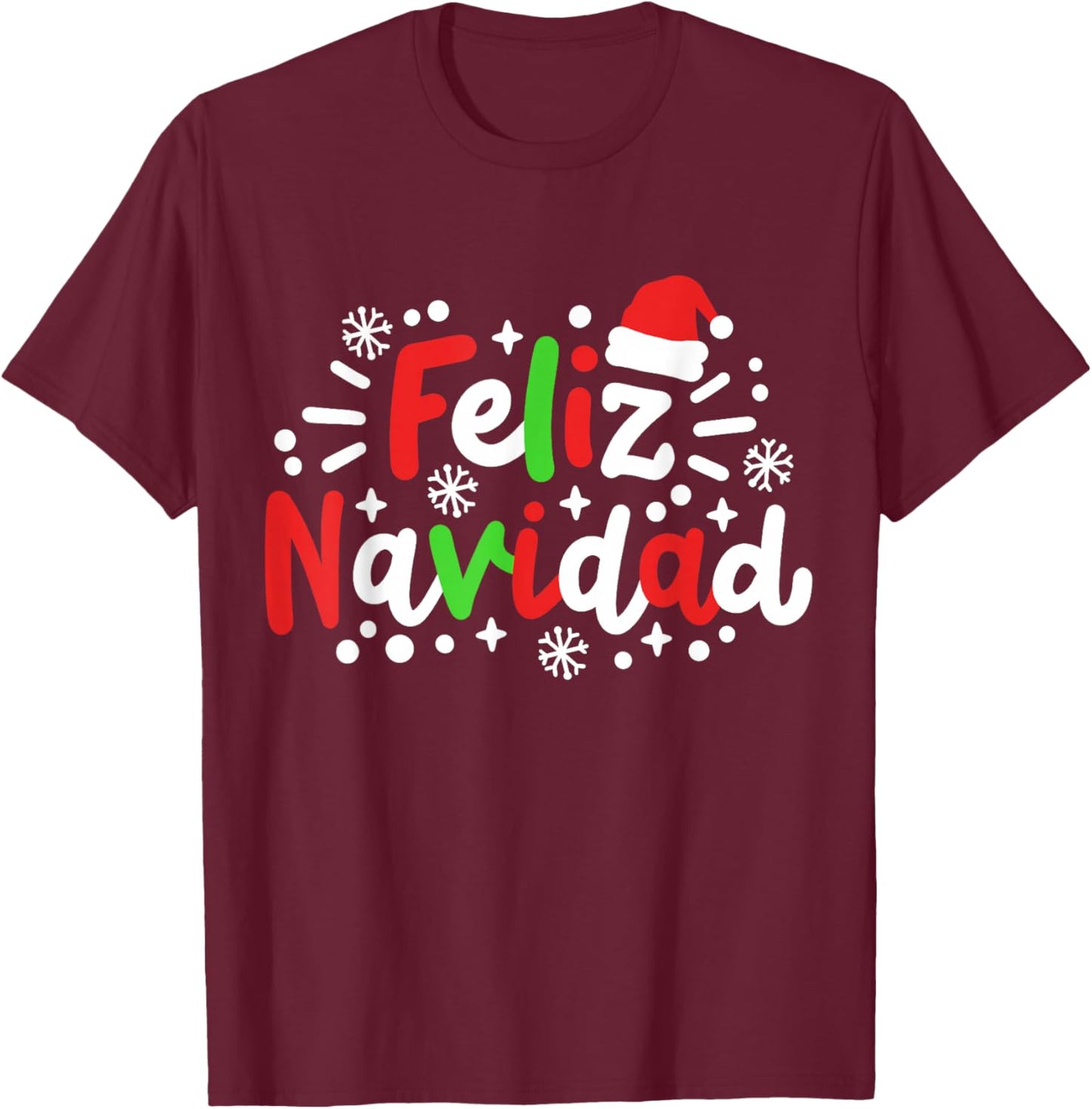 Feliz Navidad Matching Family Spanish Christmas Men Women T-Shirt - T-Shirt | Maroon