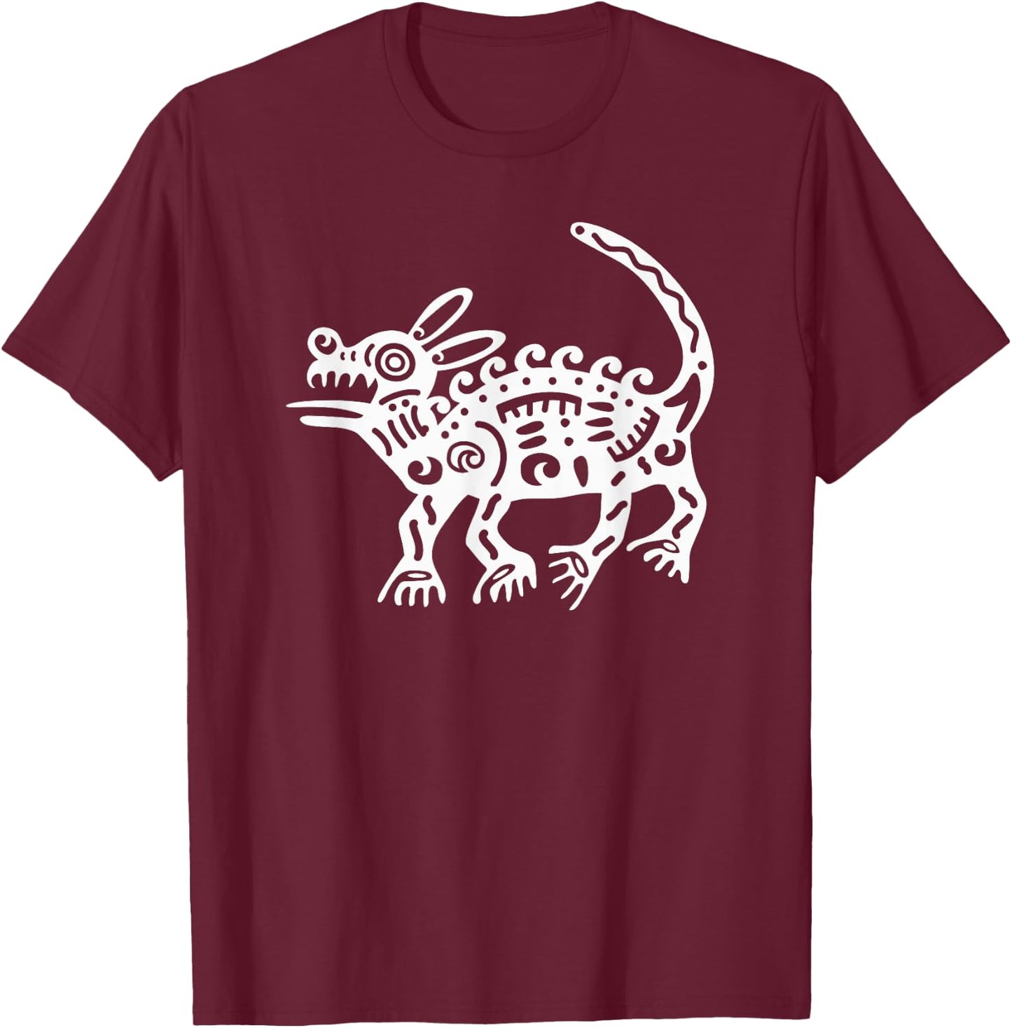 Mexico Aztec Mayan Civilization Dog Symbol T-Shirt - T-Shirt | Maroon