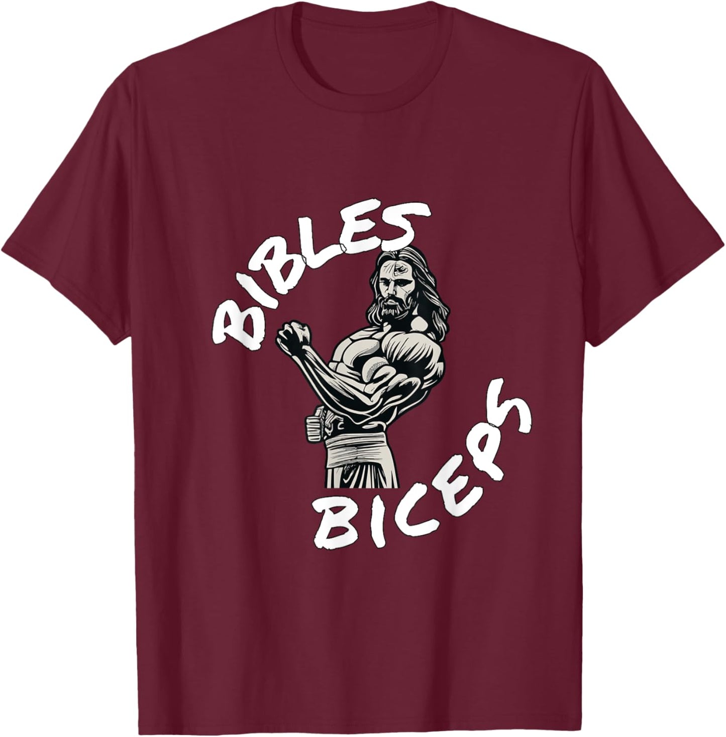 Bibles and Biceps Funny Gym Workout Christian T-Shirt - T-Shirt | Maroon