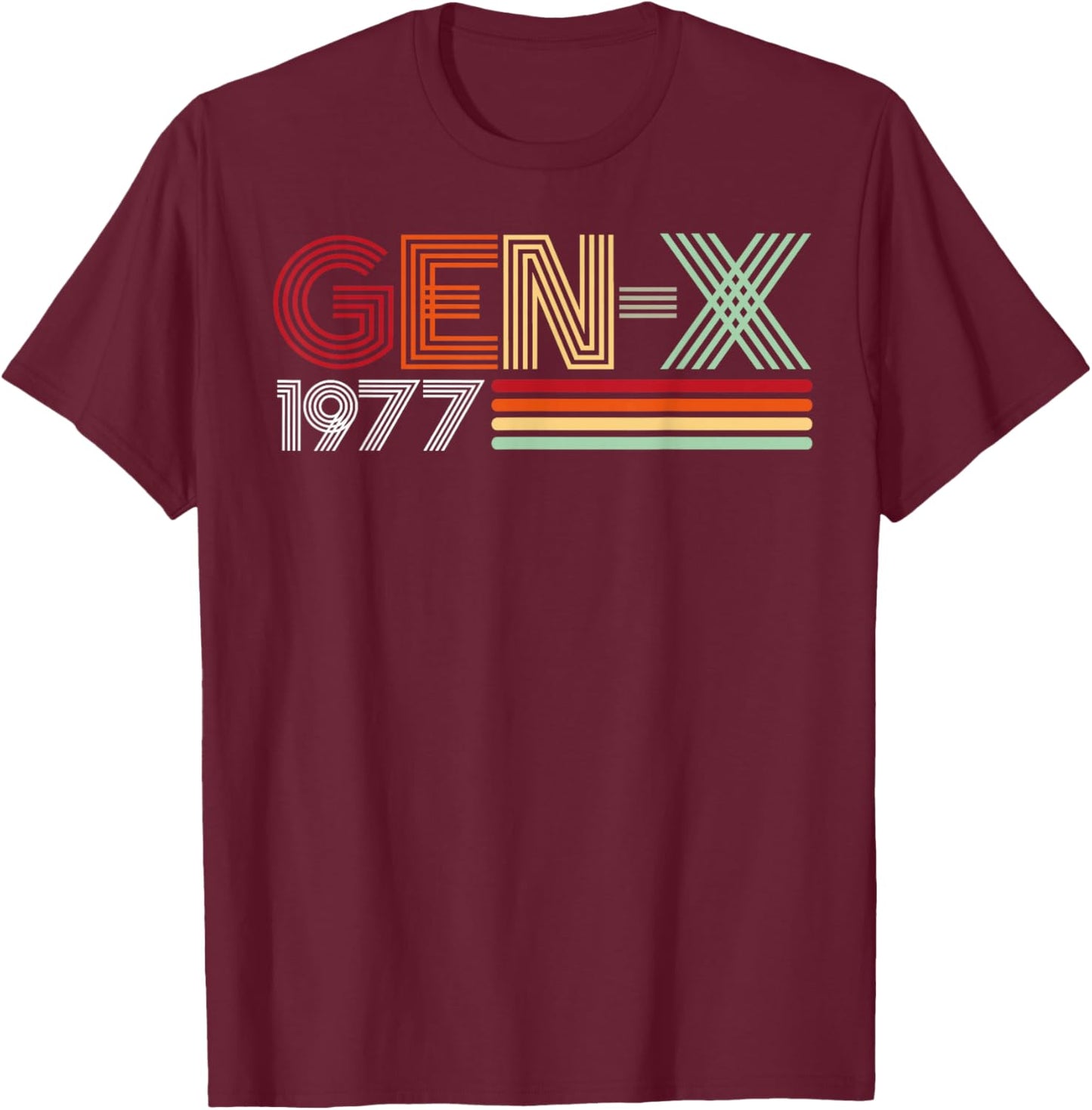 Gen X 1977 Retro Generation Xer Vintage Text Style T-Shirt - T-Shirt | Maroon