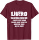 LIBERO Tough. Determined. Focused. Short. Fearless. Beast. T-Shirt - T-Shirt | Maroon