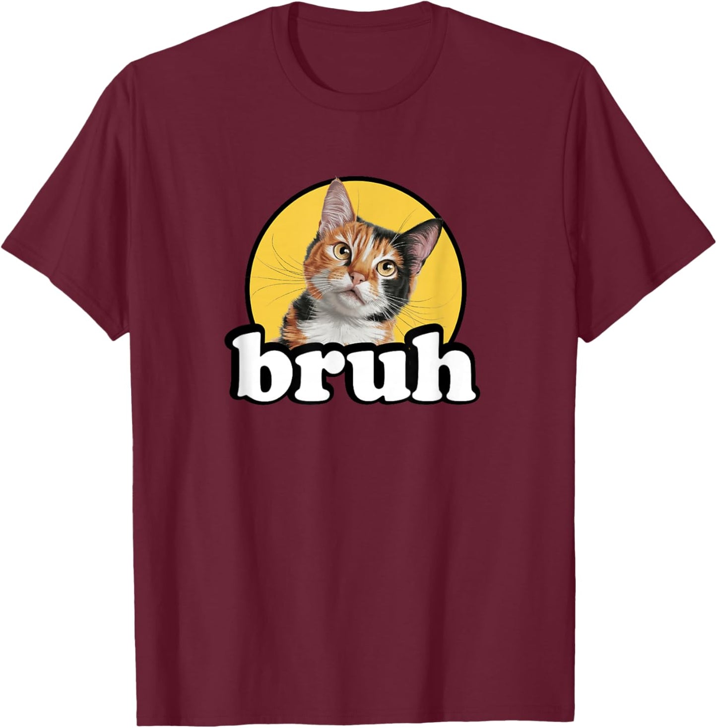 Cute Kids Boys Bro Meme Bruh Calico Cat Lover T-Shirt - T-Shirt | Maroon