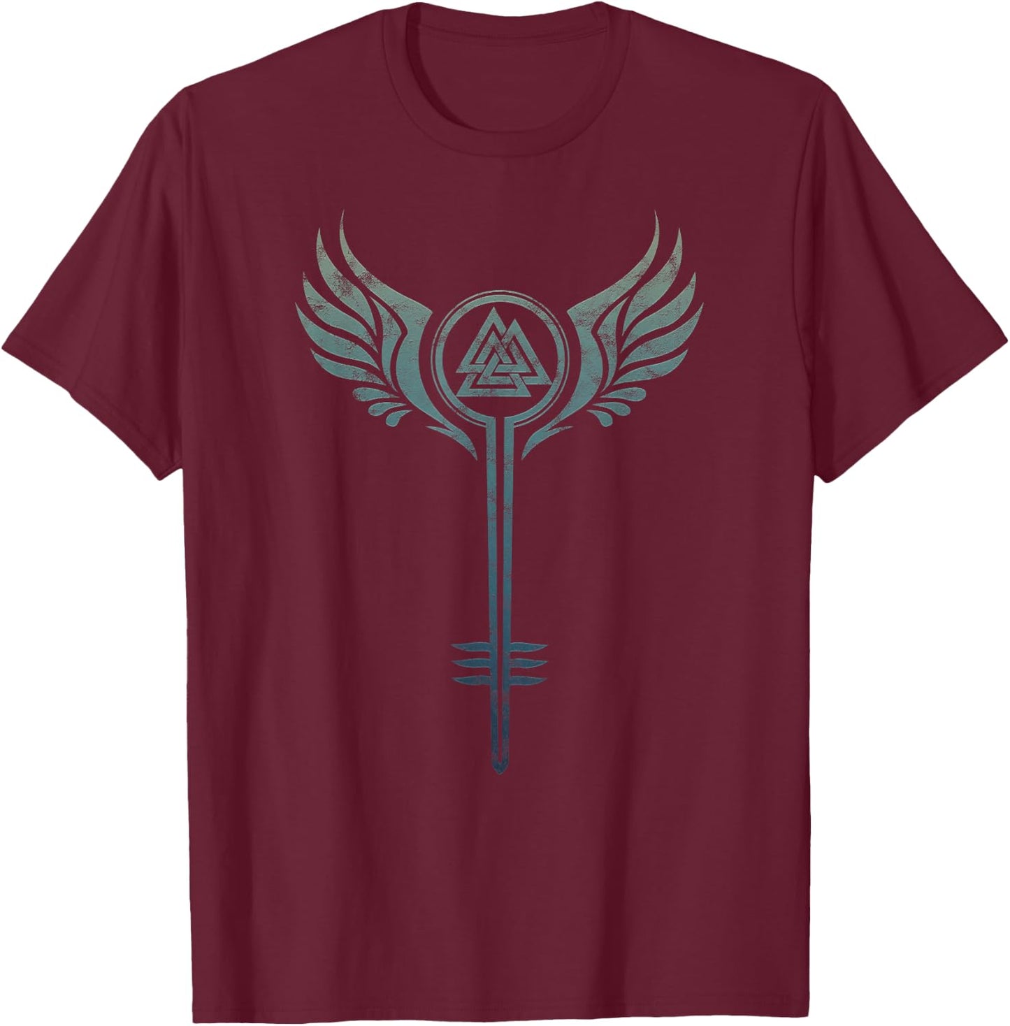 Valkyrie Symbol, Odin Valknut, Shieldmaiden, Viking, Warrior T-Shirt - T-Shirt | Maroon