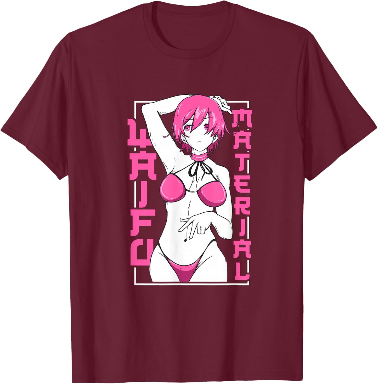 Japanese Anime Shirt Waifu Sexy Anime Girl Anime Lovers Weeb T-Shirt - T-Shirt | Maroon