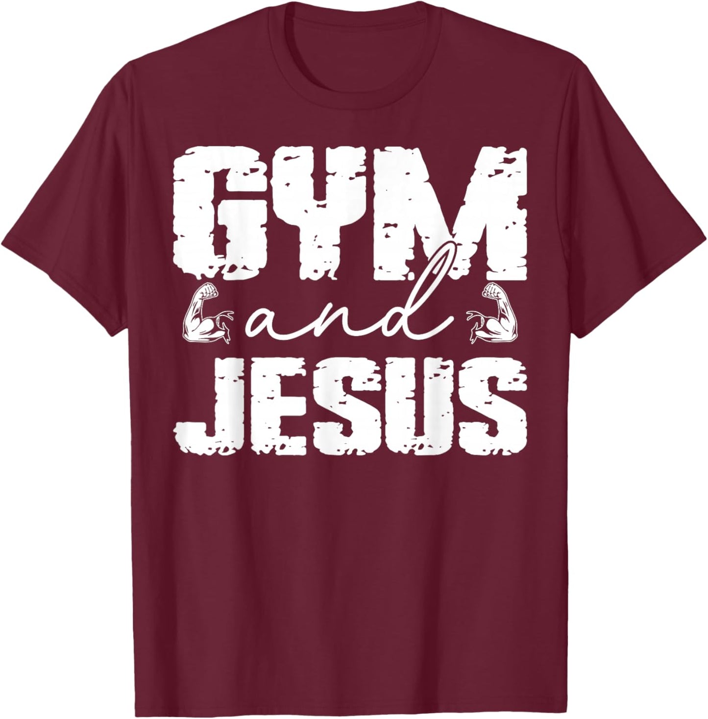 Christian Lovers Gym and Jesus Faith Fitness Gym and Jesus T-Shirt - T-Shirt | Maroon