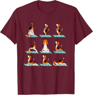 Funny Dog Yoga Pose Lover Namaste Gift Fitness Outfit T-Shirt - T-Shirt | Maroon