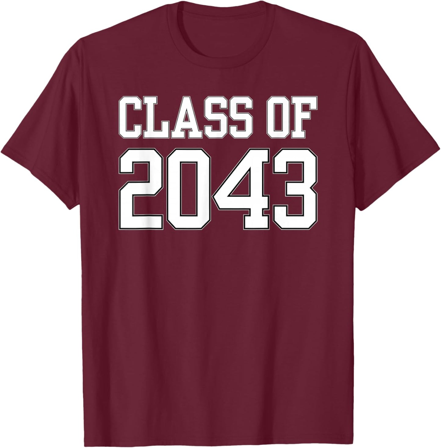 Class of 2043 Kindergarten to Graduation Grow With Me funny T-Shirt - T-Shirt | Maroon