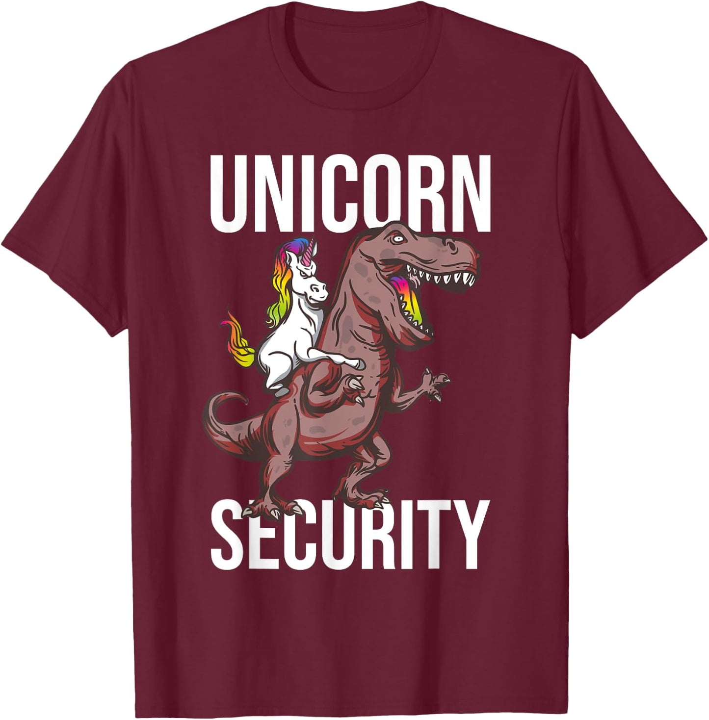 Unicorn Security Funny Costume Police Dinosaur T-Rex T-Shirt - T-Shirt | Maroon