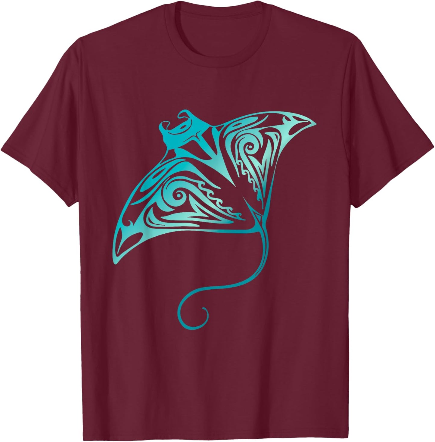 Hawaii Tribal Manta Ray Hawaiian Shirt Shark Lover T-Shirt - T-Shirt | Maroon
