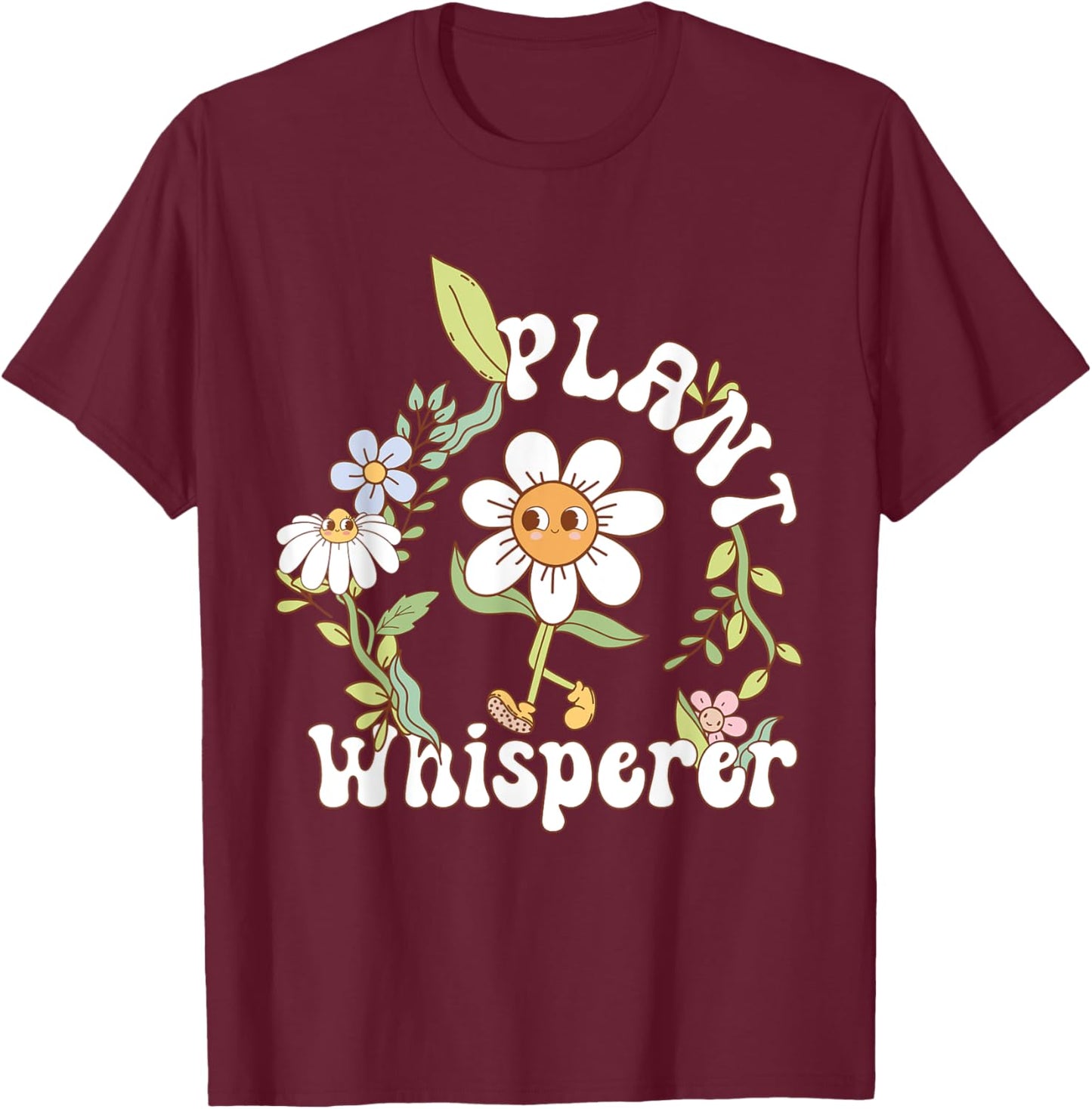 Plant Whisperer Groovy sunflower Funny Gardener lover T-Shirt - T-Shirt | Maroon