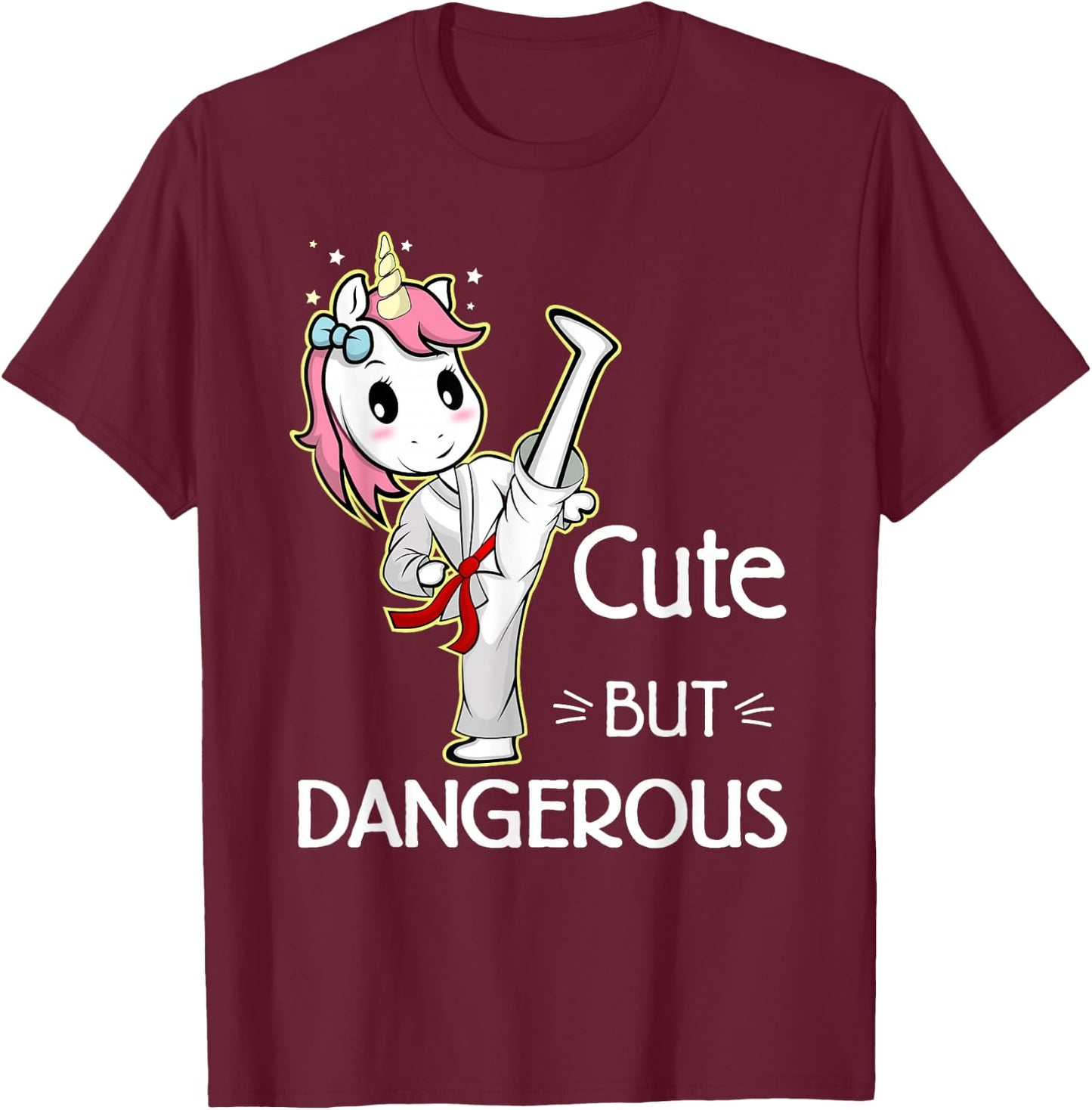 Cute Unicorn Karate Taekwondo - Kids - Black - Small - Short Sleeve - Funny Martial Arts T-Shirt - T-Shirt | Maroon