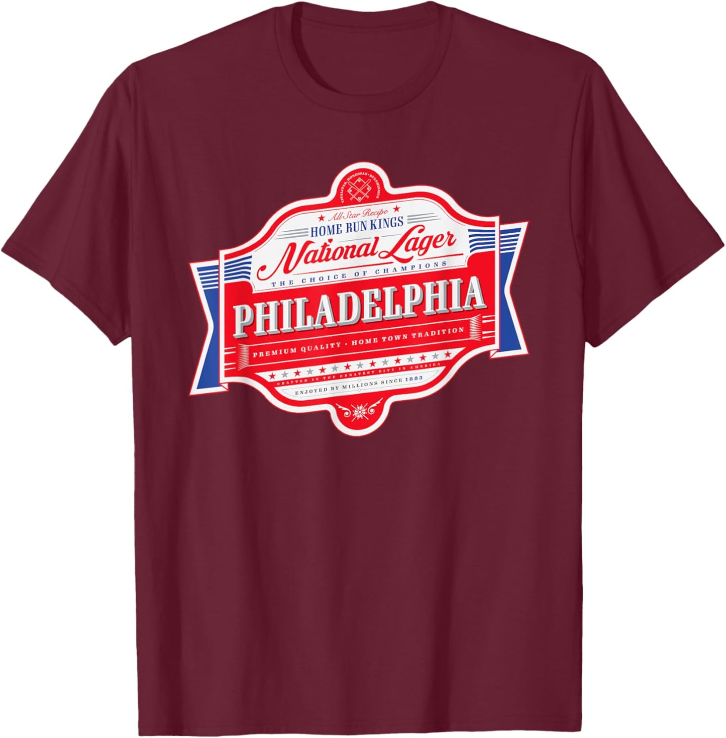 Vintage Philadelphia Beer Label - Philly Pride T-Shirt - T-Shirt | Maroon