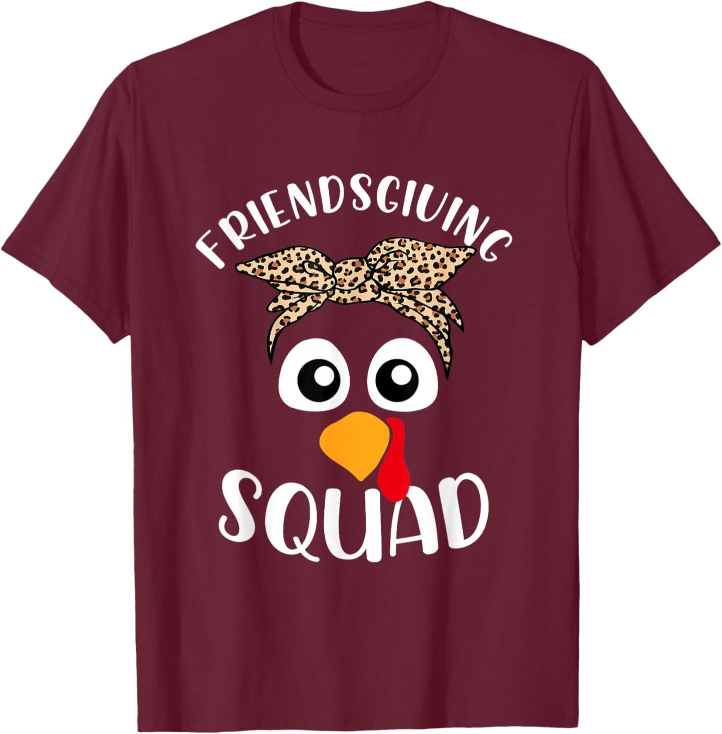 Turkey Face Leopard Headband Thanksgiving Pilgrim T-Shirt - T-Shirt | Maroon