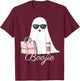 Boujee Boojie Funny Halloween Ghost with Pink Purse Lipstick T-Shirt - T-Shirt | Maroon