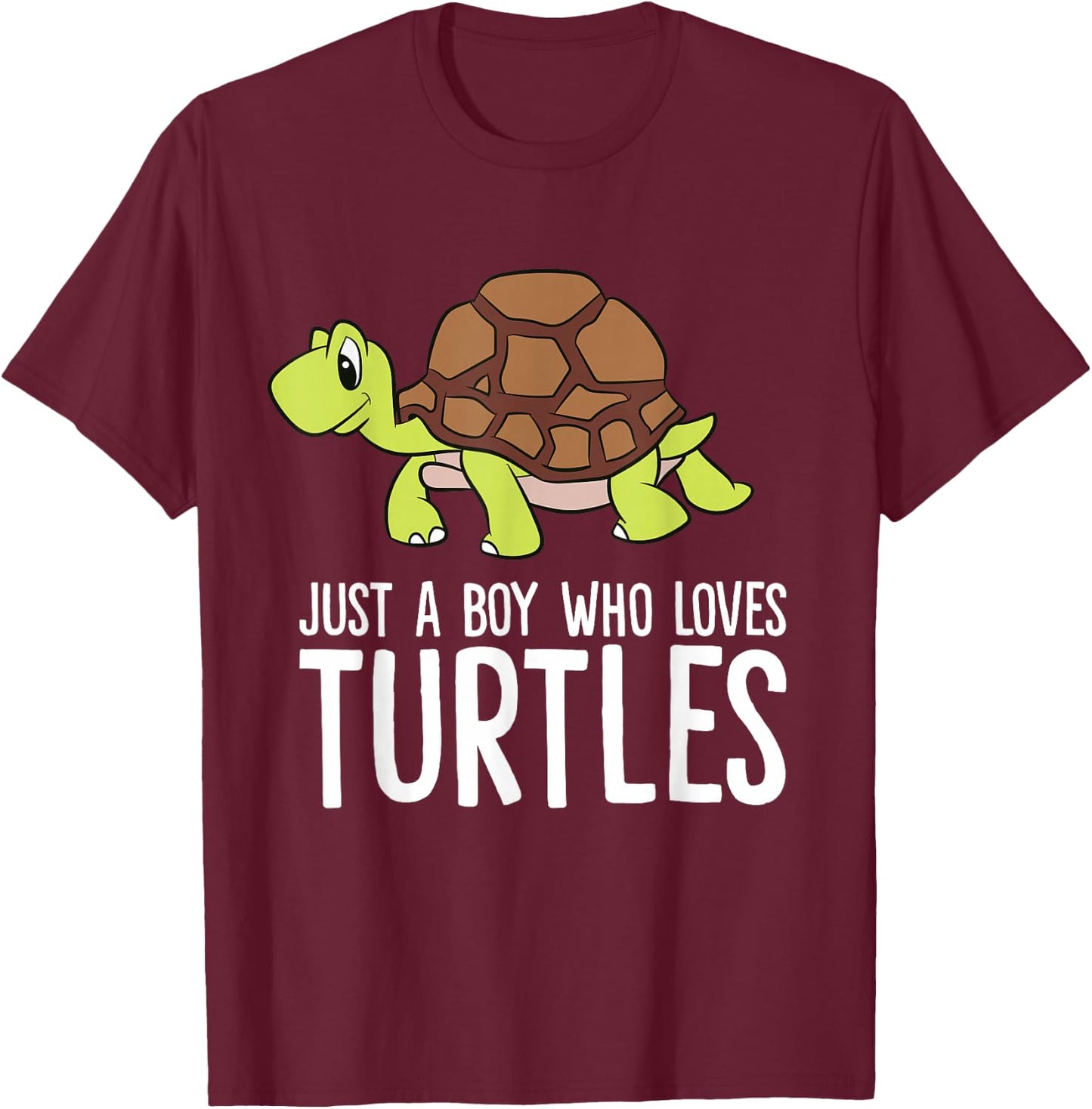 Just a Boy Who Loves Turtles Funny Turtle T-Shirt - T-Shirt | Maroon
