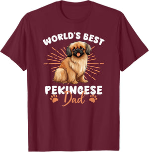 Pekingese Groovy World's Best Pekingese Dad T-Shirt - T-Shirt | Maroon