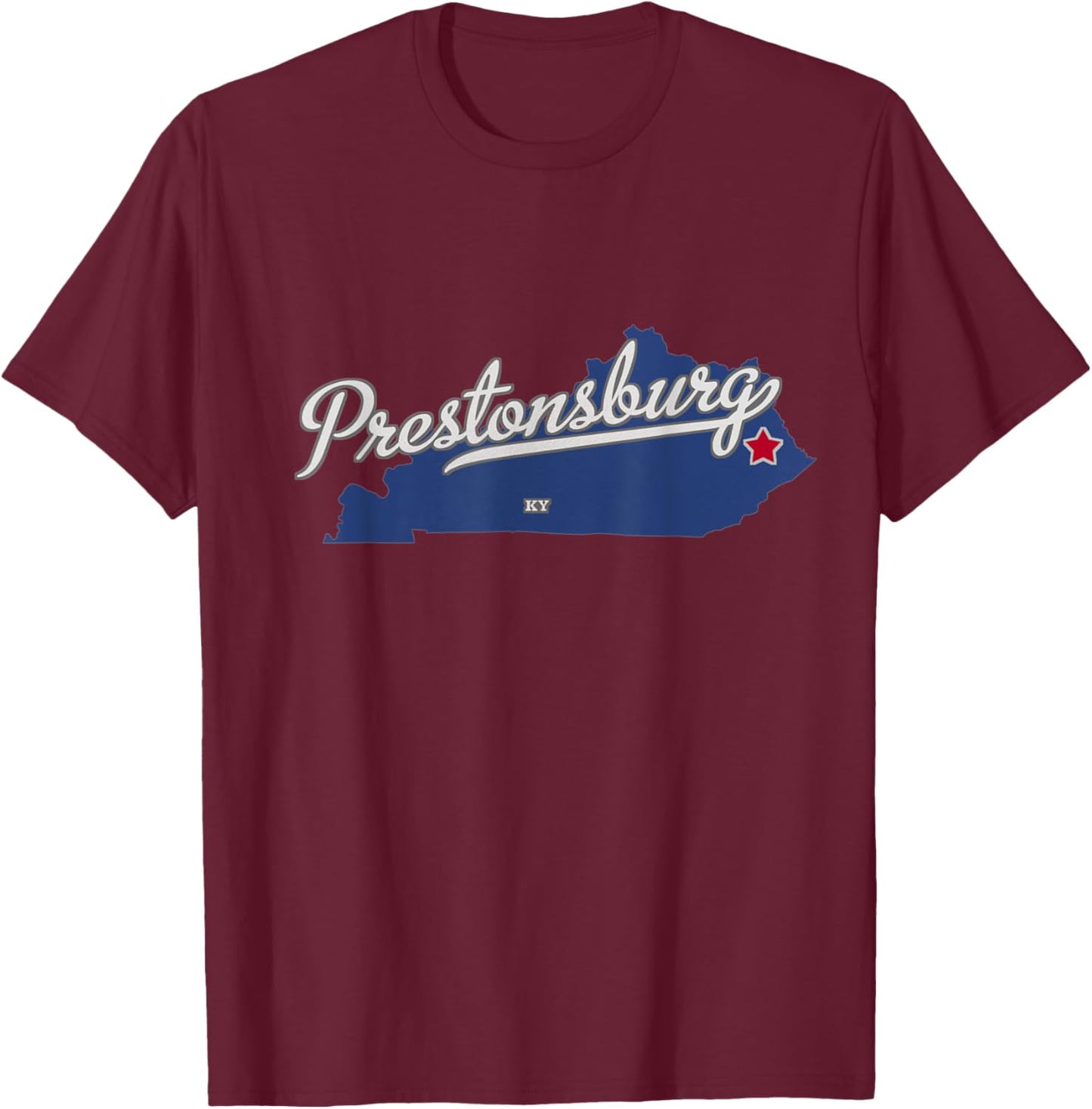 Prestonsburg Kentucky KY Map T-Shirt - T-Shirt | Maroon