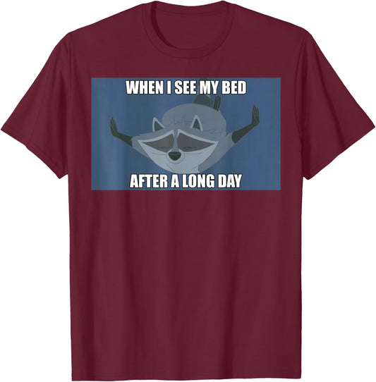 Disney Pocahontas Meeko When I See My Bed Meme T-Shirt - T-Shirt | Maroon
