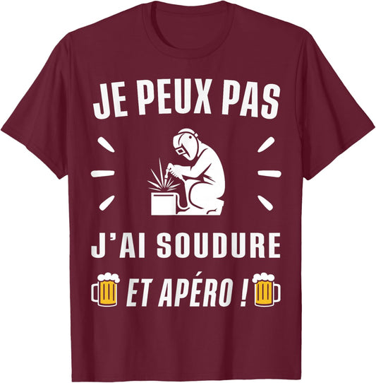 I Can't Have Welding , Black, S T-Shirt - T-Shirt | Maroon